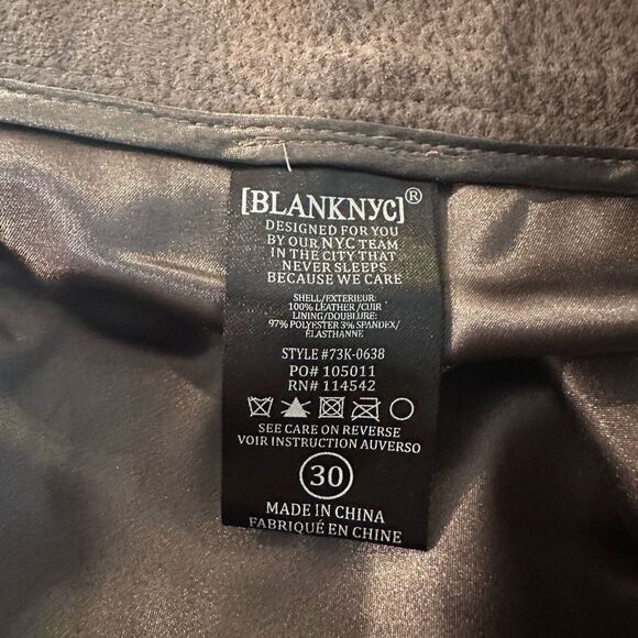 BLANK NYC Genuine Leather Belted Taupe Mini A-line Skirt Back Zip sz 30 New - Picture 6 of 10